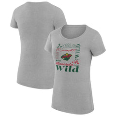 Minnesota Wild G-III 4Her by Carl Banks Women's Super-Slim Fit Lightweight Collage Team Graphic T-Shirt - Heather Gray T-shirts