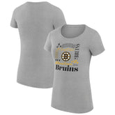Boston Bruins G-III 4Her by Carl Banks Women's Super-Slim Fit Lightweight Collage Team Graphic T-Shirt - Heather Gray T-shirts