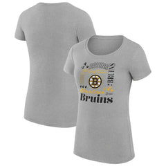 Boston Bruins G-III 4Her by Carl Banks Women's Super-Slim Fit Lightweight Collage Team Graphic T-Shirt - Heather Gray T-shirts
