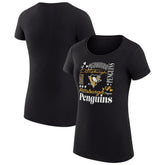 Pittsburgh Penguins G-III 4Her by Carl Banks Women's Super-Slim Fit Lightweight Collage Team Graphic T-Shirt - Black T-shirts