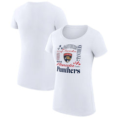 Florida Panthers G-III 4Her by Carl Banks Women's Super-Slim Fit Lightweight Collage Team Graphic T-Shirt - White T-shirts