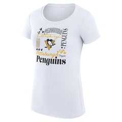 Pittsburgh Penguins G-III 4Her by Carl Banks Women's Super-Slim Fit Lightweight Collage Team Graphic T-Shirt - White T-shirts