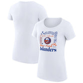 New York Islanders G-III 4Her by Carl Banks Women's Super-Slim Fit Lightweight Collage Team Graphic T-Shirt - White T-shirts