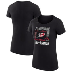 Carolina Hurricanes G-III 4Her by Carl Banks Women's Super-Slim Fit Lightweight Collage Team Graphic T-Shirt - Black T-shirts