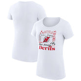 New Jersey Devils G-III 4Her by Carl Banks Women's Super-Slim Fit Lightweight Collage Team Graphic T-Shirt - White T-shirts