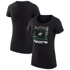 Dallas Stars G-III 4Her by Carl Banks Women's Super-Slim Fit Lightweight Collage Team Graphic T-Shirt - Black T-shirts