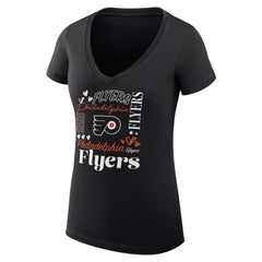 Philadelphia Flyers G-III 4Her by Carl Banks Women's Super-Slim Fit Lightweight Collage Team Graphic T-Shirt - Black T-shirts