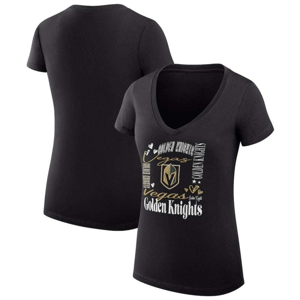 Vegas Golden Knights G-III 4Her by Carl Banks Women's Super-Slim Fit Lightweight Collage Team Graphic T-Shirt - Black T-shirts