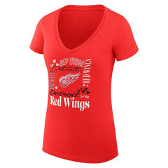 Detroit Red Wings G-III 4Her by Carl Banks Women's Super-Slim Fit Lightweight Collage Team Graphic T-Shirt - Red T-shirts