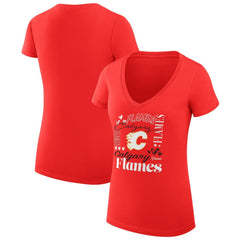 Calgary Flames G-III 4Her by Carl Banks Women's Super-Slim Fit Lightweight Collage Team Graphic T-Shirt - Red T-shirts