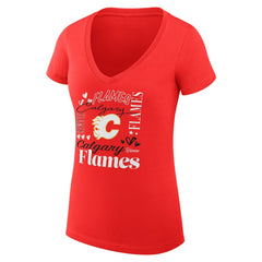 Calgary Flames G-III 4Her by Carl Banks Women's Super-Slim Fit Lightweight Collage Team Graphic T-Shirt - Red T-shirts
