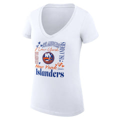 New York Islanders G-III 4Her by Carl Banks Women's Super-Slim Fit Lightweight Collage Team Graphic T-Shirt - White T-shirts
