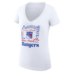 New York Rangers G-III 4Her by Carl Banks Women's Super-Slim Fit Lightweight Collage Team Graphic T-Shirt - White T-shirts