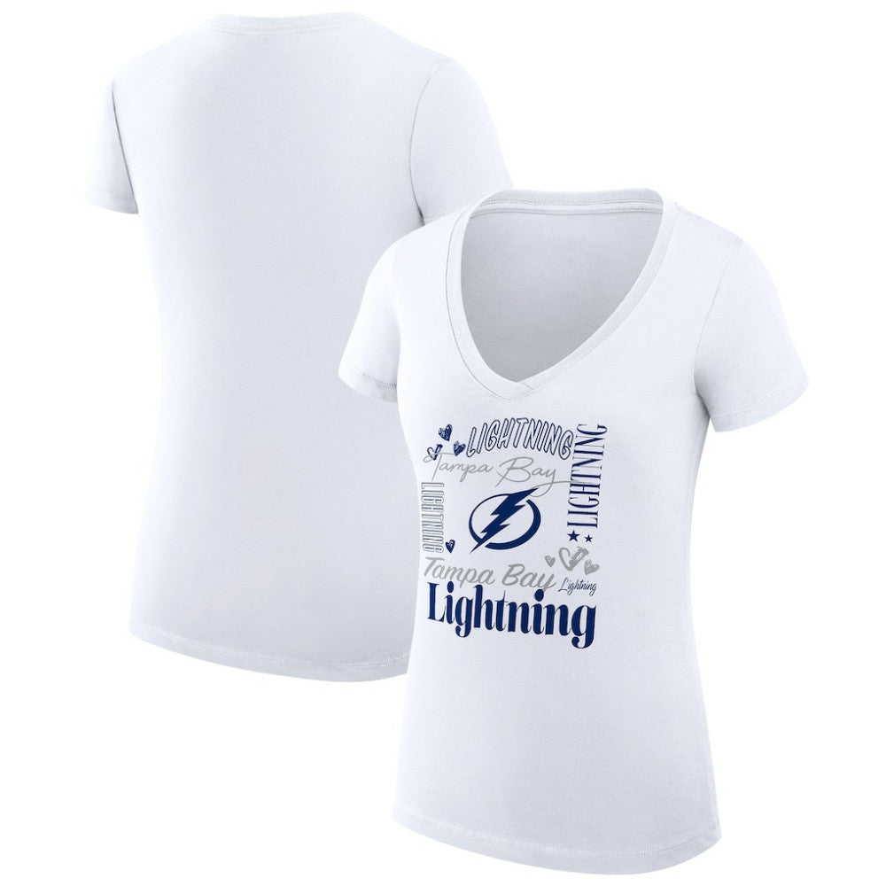 Tampa Bay Lightning G-III 4Her by Carl Banks Women's Super-Slim Fit Lightweight Collage Team Graphic T-Shirt - White T-shirts