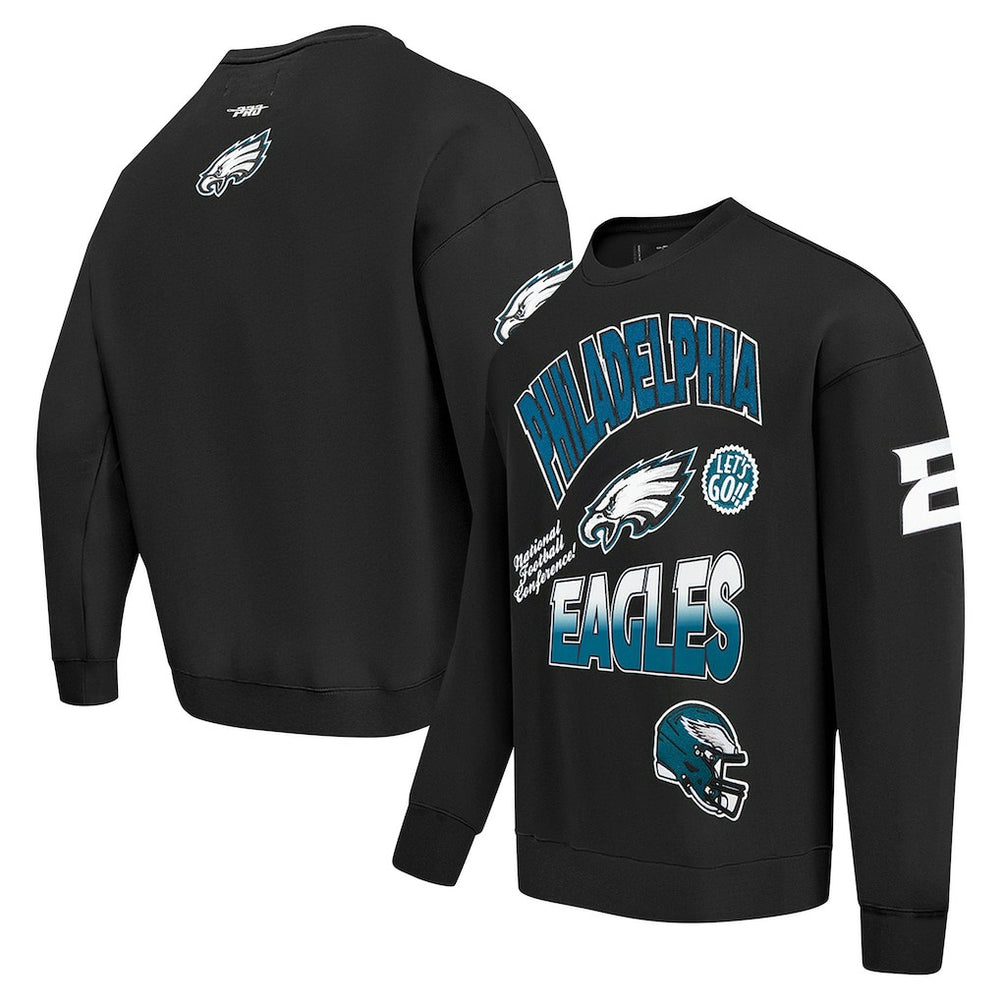 Philadelphia Eagles Pro Standard Turn It Up Drop Shoulder Pullover Sweatshirt - Black cheap