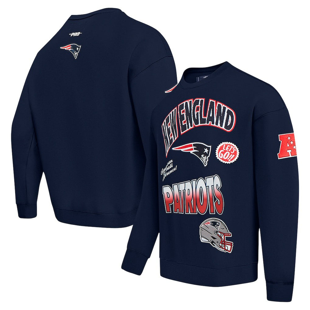 New England Patriots Pro Standard Turn It Up Drop Shoulder Pullover Sweatshirt - Navy on sale