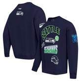 Seattle Seahawks Pro Standard Turn It Up Drop Shoulder Pullover Sweatshirt - College Navy outlet
