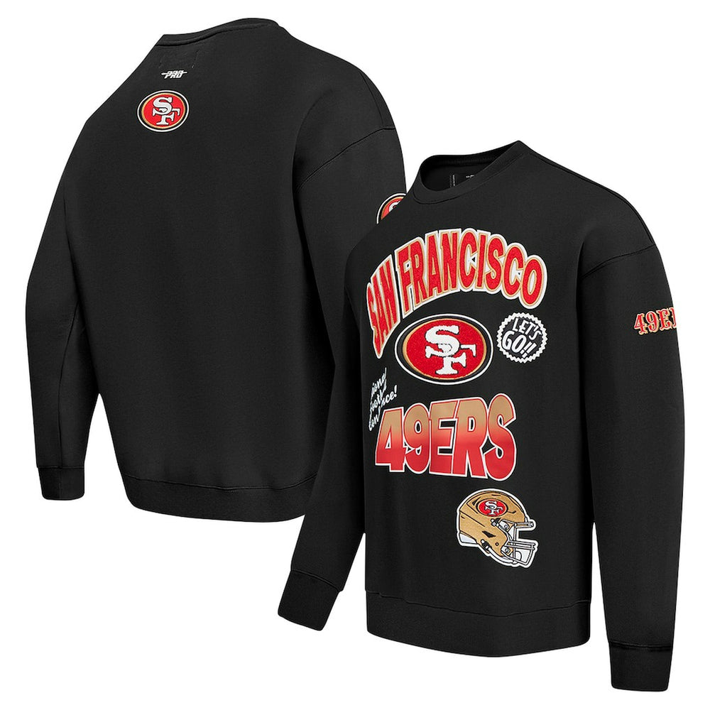 San Francisco 49ers Pro Standard Turn It Up Drop Shoulder Pullover Sweatshirt - Black for sale