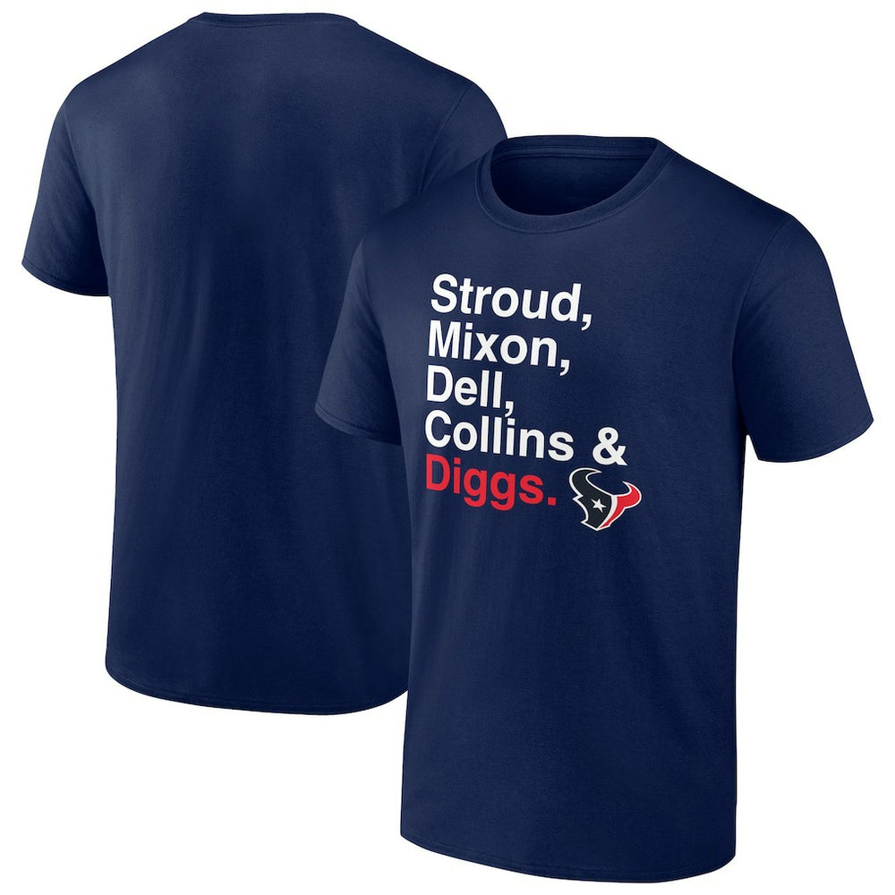 Houston Texans Stroud, Mixon, Dell, Collins & Diggs T-Shirt - Navy discount