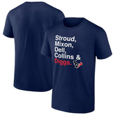Houston Texans Stroud, Mixon, Dell, Collins & Diggs T-Shirt - Navy discount