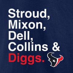 Houston Texans Stroud, Mixon, Dell, Collins & Diggs T-Shirt - Navy discount