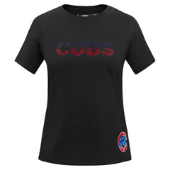 Chicago Cubs Pro Standard Women's Rhinestone Slim Fit T-Shirt Black