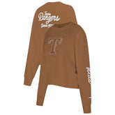 Texas Rangers Pro Standard Women's Paint The City Pullover Cropped Sweatshirt Brown