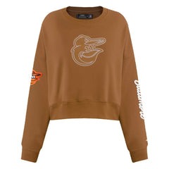 Baltimore Orioles Pro Standard Women's Paint The City Pullover Cropped Sweatshirt Brown