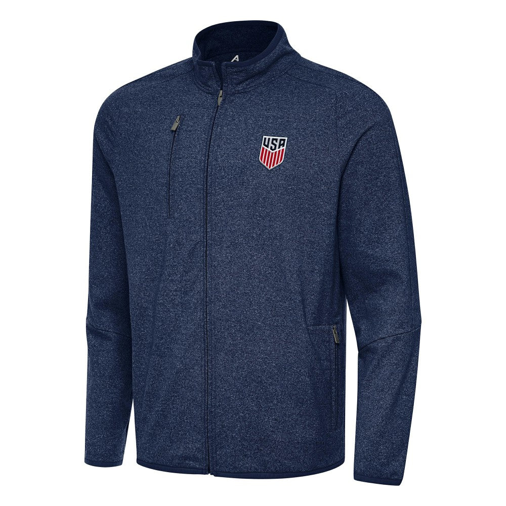 USMNT Antigua Hold-Up Tri-Blend Full-Zip Jacket - Heather Navy cheap
