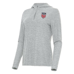 USMNT Antigua Women's Daybreak Quarter-Zip Hoodie - Heather Gray shop