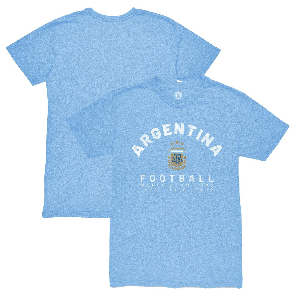 Argentina National Team 1863FC Three-Time World Champions Tri-Blend T-Shirt - Light Blue cheap