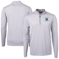 Carolina Panthers Cutter & Buck Virtue Eco Pique Micro Stripe Recycled Quarter-Zip Jacket - Gray on sale