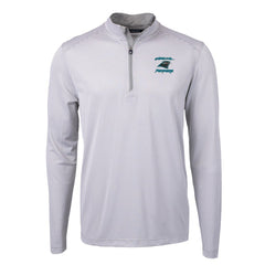 Carolina Panthers Cutter & Buck Virtue Eco Pique Micro Stripe Recycled Quarter-Zip Jacket - Gray on sale