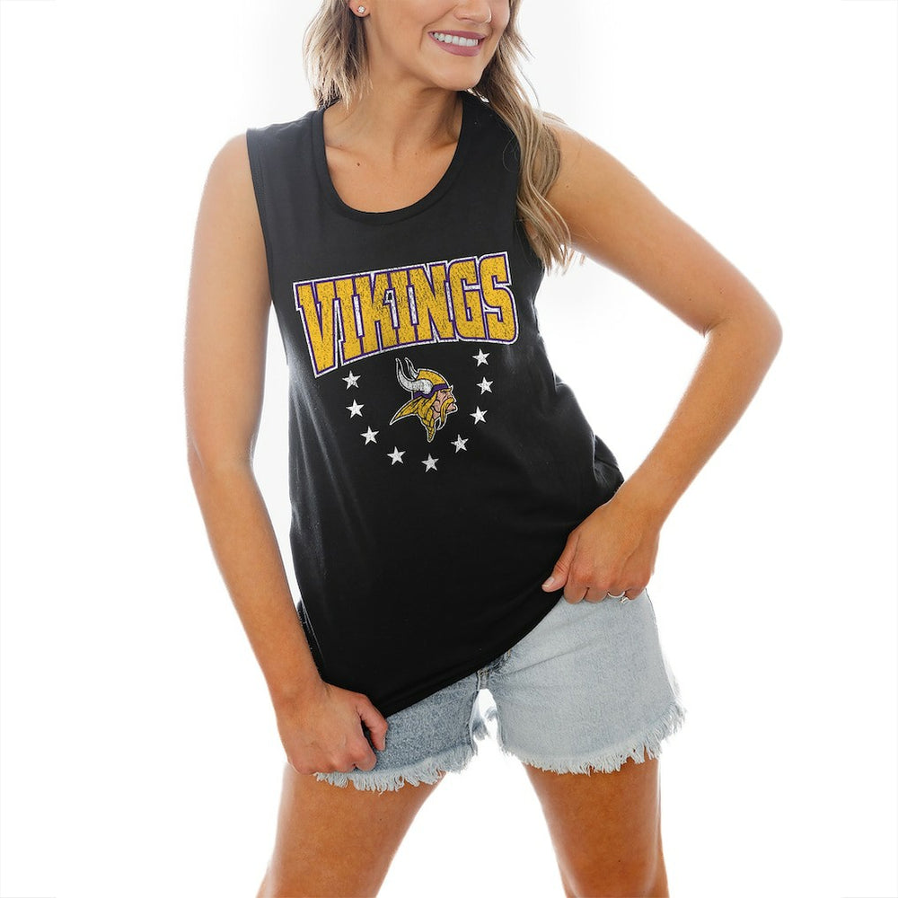 Minnesota Vikings Gameday Couture Women's Baby You're A Star Racerback Scoop Neck Tapered Tank Top - Black for sale