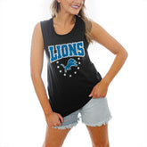Detroit Lions Gameday Couture Women's Baby You're A Star Racerback Scoop Neck Tapered Tank Top - Black discount