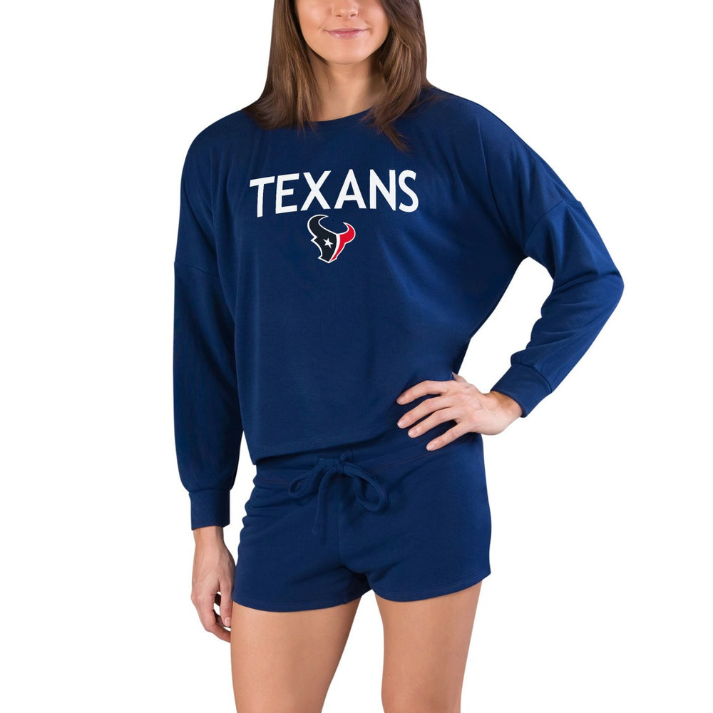 Houston Texans Concepts Sport Women's Gather Long Sleeve Top & Shorts Set - Navy for sale