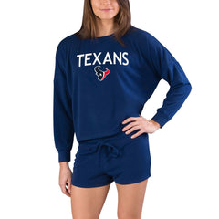 Houston Texans Concepts Sport Women's Gather Long Sleeve Top & Shorts Set - Navy for sale