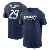 Tarik Skubal Detroit Tigers 2024 City Connect Fuse Name & Number T-Shirt Navy