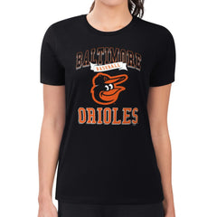 Baltimore Orioles G-III 4Her by Carl Banks Women's Super-Slim Fit Lightweight Team Logo Graphic T-Shirt Black