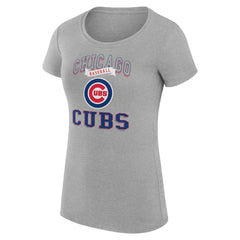 Chicago Cubs G-III 4Her by Carl Banks Women's Super-Slim Fit Lightweight Team Logo Graphic T-Shirt Heather Gray