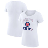 Chicago Cubs G-III 4Her by Carl Banks Women's Super-Slim Fit Lightweight Team Logo Graphic T-Shirt White