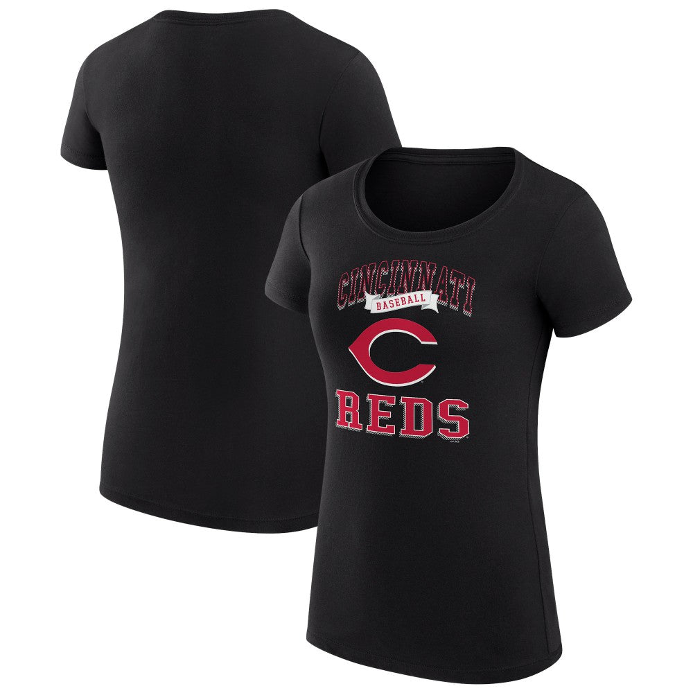 Cincinnati Reds G-III 4Her by Carl Banks Women's Super-Slim Fit Lightweight Team Logo Graphic T-Shirt Black