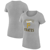 Pittsburgh Pirates G-III 4Her by Carl Banks Women's Super-Slim Fit Lightweight Team Logo Graphic T-Shirt Heather Gray