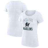Miami Marlins G-III 4Her by Carl Banks Women's Super-Slim Fit Lightweight Team Logo Graphic T-Shirt White