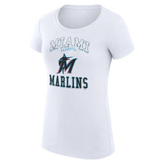 Miami Marlins G-III 4Her by Carl Banks Women's Super-Slim Fit Lightweight Team Logo Graphic T-Shirt White