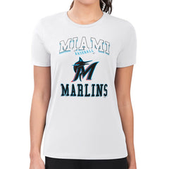 Miami Marlins G-III 4Her by Carl Banks Women's Super-Slim Fit Lightweight Team Logo Graphic T-Shirt White