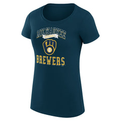 Milwaukee Brewers G-III 4Her by Carl Banks Women's Super-Slim Fit Lightweight Team Logo Graphic T-Shirt Navy