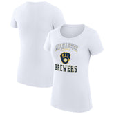 Milwaukee Brewers G-III 4Her by Carl Banks Women's Super-Slim Fit Lightweight Team Logo Graphic T-Shirt White