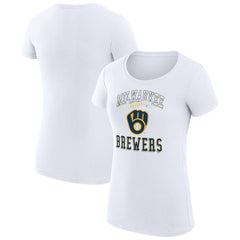 Milwaukee Brewers G-III 4Her by Carl Banks Women's Super-Slim Fit Lightweight Team Logo Graphic T-Shirt White