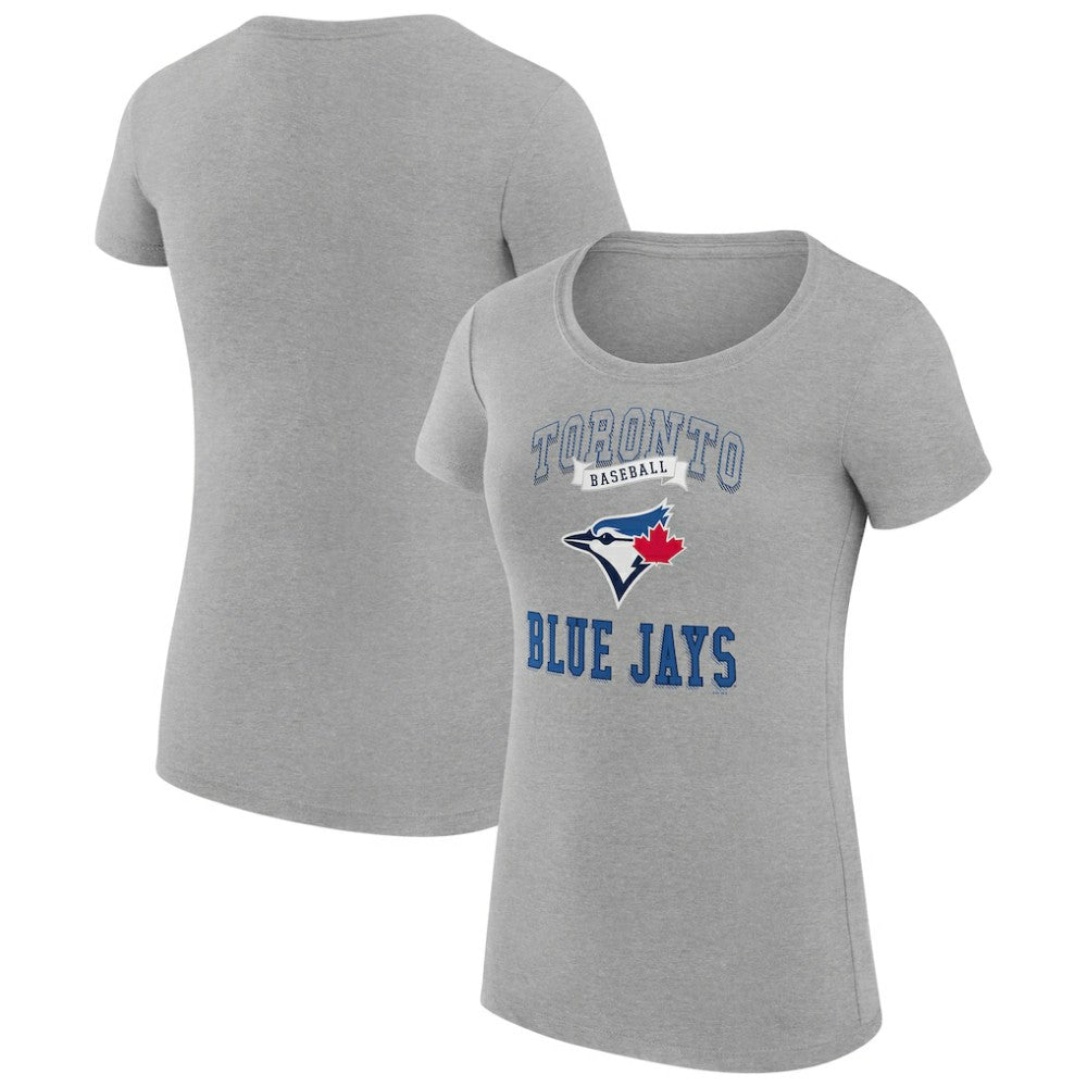 Toronto Blue Jays G-III 4Her by Carl Banks Women's Super-Slim Fit Lightweight Team Logo Graphic T-Shirt Heather Gray